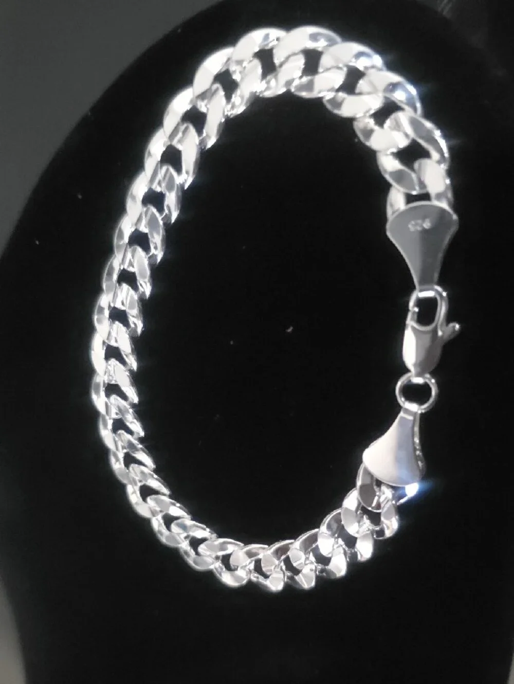 New 8.5inch Silver Filled Cuban Link Bracelet